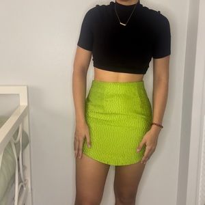 bright green mini skirt